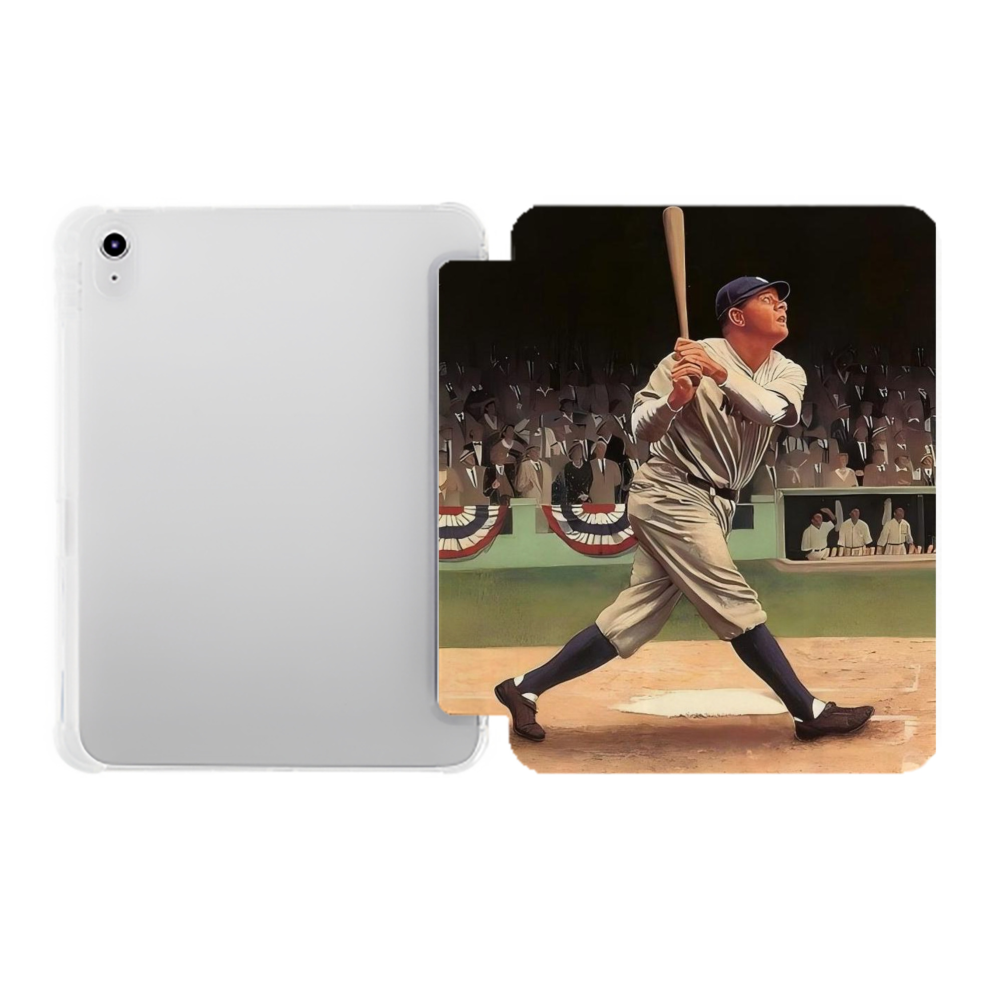 Babe Ruth 35 Premium Tri-Fold PU Leather & Silicone IPad Case With Pencil Slot – Fits 9.5,10.5,10.9 – Adjustable Stand, Slim, Protective